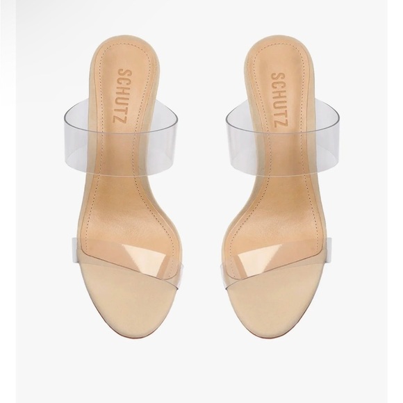 SCHUTZ Ariella Sandal |Double Clear Vinyl Straps |stiletto heel | in nude - Picture 3 of 13